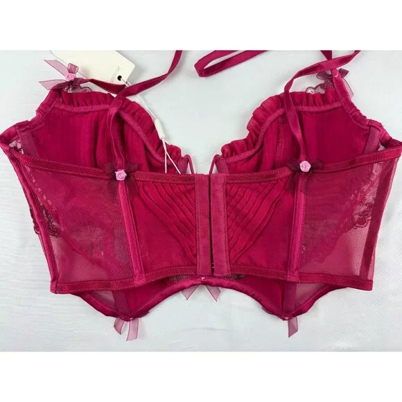 NWT For Love And Lemons Colette Bustier Burgundy size M - Picture 4 of 9